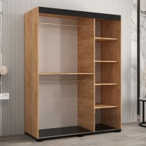 Beilla II Mirrored Wardrobe 2 Sliding Doors 150cm In Golden Oak