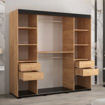 Beilla IV Wooden Wardrobe 2 Sliding Doors 200cm In Golden Oak