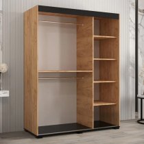 Beilla V Mirrored Wardrobe 2 Sliding Doors 150cm In Golden Oak