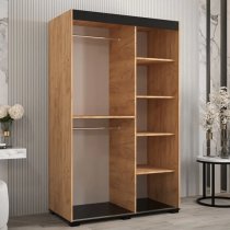 Beilla VI Mirrored Wardrobe 2 Sliding Doors 120cm In Golden Oak