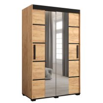 Beilla VI Mirrored Wardrobe 2 Sliding Doors 120cm In Golden Oak