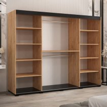 Beilla VI Mirrored Wardrobe 2 Sliding Doors 250cm In Golden Oak