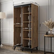 Genoa I Mirrored Wardrobe 2 Sliding Doors 100cm In Chestnut