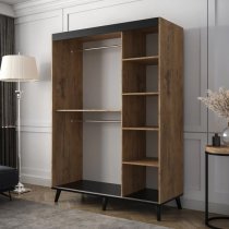 Genoa I Mirrored Wardrobe 2 Sliding Doors 150cm In Chestnut