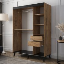 Genoa I Mirrored Wardrobe 2 Sliding Doors 150cm In Chestnut