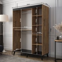 Genoa I Mirrored Wardrobe 2 Sliding Doors 150cm In Chestnut