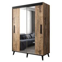 Genoa I Mirrored Wardrobe 2 Sliding Doors 150cm In Chestnut