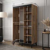 Genoa II Mirrored Wardrobe 2 Sliding Doors 120cm In Chestnut