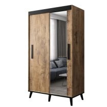 Genoa II Mirrored Wardrobe 2 Sliding Doors 120cm In Chestnut