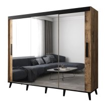 Genoa III Mirrored Wardrobe 3 Sliding Doors 250cm In Chestnut