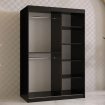 Keene Wooden Wardrobe 120cm With 2 Sliding Doors In Black