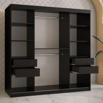 Keene Wooden Wardrobe 180cm With 2 Sliding Doors In Black