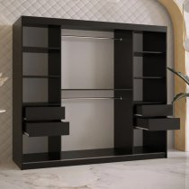 Keene I Wooden Wardrobe 200cm With 2 Sliding Doors In Black