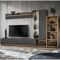 Suez Wooden Entertainment Unit In Wotan Oak Anthracite LED