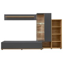 Suez Wooden Entertainment Unit In Wotan Oak Anthracite LED