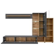 Suez Wooden Entertainment Unit In Wotan Oak Anthracite LED