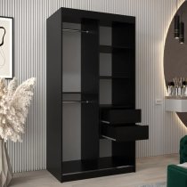 Beloit Mirrored Wardrobe 2 Sliding Doors 100cm In Black