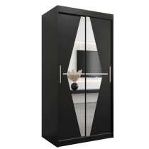 Beloit Mirrored Wardrobe 2 Sliding Doors 100cm In Black