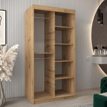 Eden Mirrored Wardrobe 2 Sliding Doors 100cm In Artisan Oak