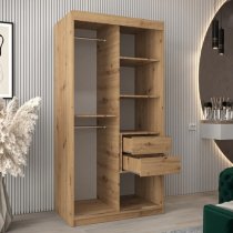 Eden Mirrored Wardrobe 2 Sliding Doors 100cm In Artisan Oak