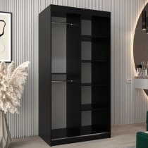 Eden Mirrored Wardrobe 2 Sliding Doors 100cm In Black