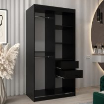 Eden Mirrored Wardrobe 2 Sliding Doors 100cm In Black