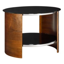 Bentwood Lamp Table Round In Walnut With Black Gloss Top