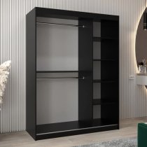 Beloit Mirrored Wardrobe 2 Sliding Doors 150cm In Black