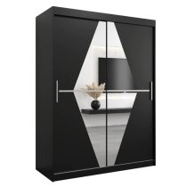 Beloit Mirrored Wardrobe 2 Sliding Doors 150cm In Black