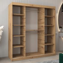 Beloit Mirrored Wardrobe 2 Sliding Doors 180cm In Artisan Oak