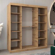 Eden Mirrored Wardrobe 2 Sliding Doors 180cm In Artisan Oak