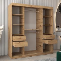 Eden Mirrored Wardrobe 2 Sliding Doors 180cm In Artisan Oak