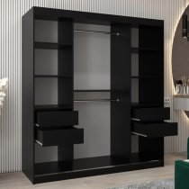 Eden Mirrored Wardrobe 2 Sliding Doors 180cm In Black