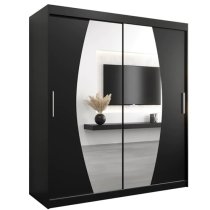 Eden Mirrored Wardrobe 2 Sliding Doors 180cm In Black