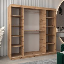 Beloit Mirrored Wardrobe 2 Sliding Doors 200cm In Artisan Oak