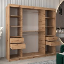 Beloit Mirrored Wardrobe 2 Sliding Doors 200cm In Artisan Oak