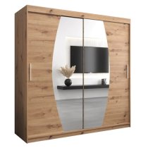 Eden Mirrored Wardrobe 2 Sliding Doors 200cm In Artisan Oak