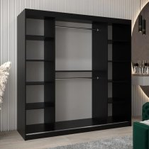 Eden Mirrored Wardrobe 2 Sliding Doors 200cm In Black