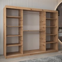 Beloit Mirrored Wardrobe 3 Sliding Doors 250cm In Artisan Oak