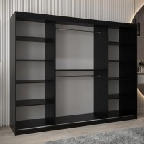 Beloit Mirrored Wardrobe 3 Sliding Doors 250cm In Black