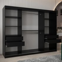 Beloit Mirrored Wardrobe 3 Sliding Doors 250cm In Black