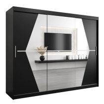 Beloit Mirrored Wardrobe 3 Sliding Doors 250cm In Black