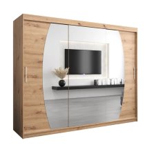 Eden Mirrored Wardrobe 3 Sliding Doors 250cm In Artisan Oak