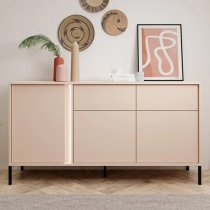 Davis Wooden Sideboard 3 Doors 2 Drawers In Beige With LED