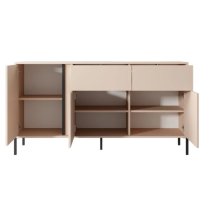 Davis Wooden Sideboard 3 Doors 2 Drawers In Beige With LED