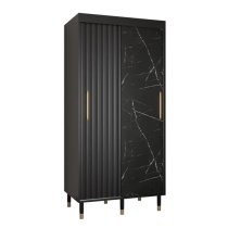 Adel Wooden Wardrobe With 2 Sliding Doors 100cm In Black