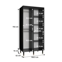 Adel Wooden Wardrobe With 2 Sliding Doors 100cm In Black