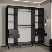 Adel Wooden Wardrobe With 2 Sliding Doors 200cm In Black