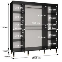 Adel Wooden Wardrobe With 2 Sliding Doors 200cm In Black