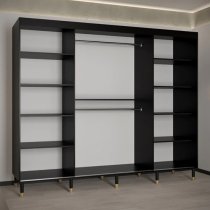 Adel Wooden Wardrobe With 3 Sliding Doors 250cm In Black